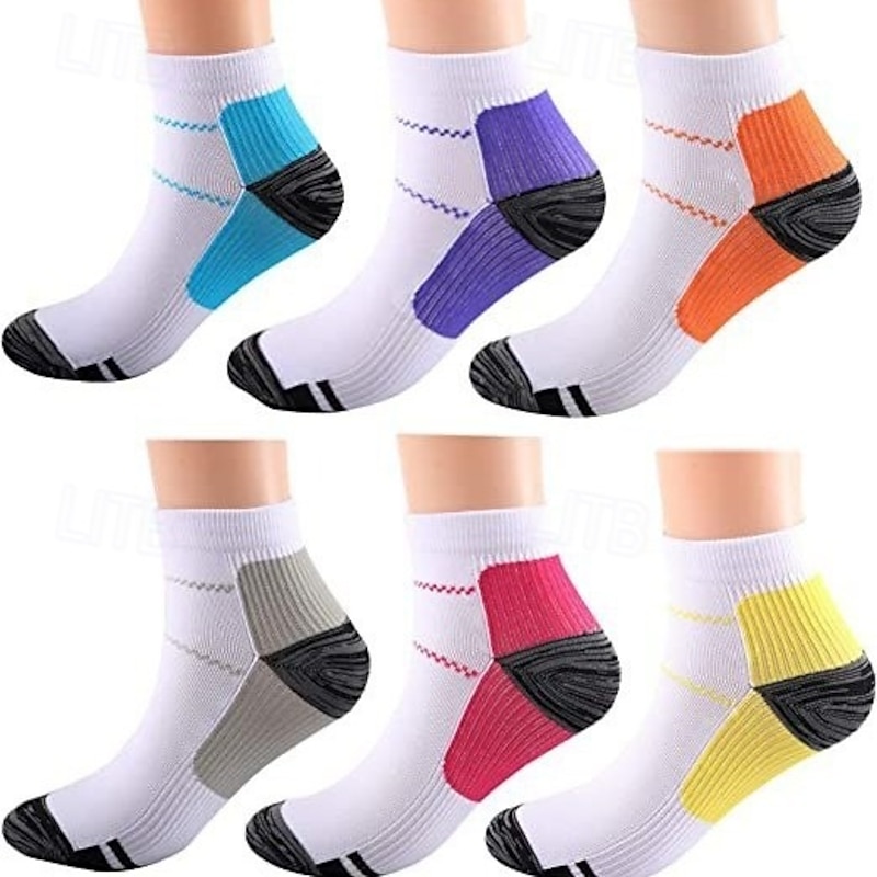 5 Pairs Short Compression Socks for Men and Women, Arch Support Ankle Running Socks, Elastic Sports Fascia Support for Gym, Training, Cycling3