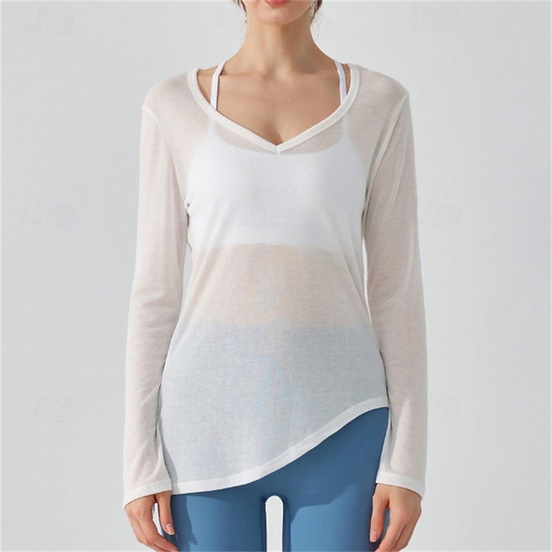 Women's Solid Colored Sport Shirt Tennis Shirt Tennis Top Drawstring Seamless Breathable Tennis Golf Pickleball V Neck White Pink Purple Tennis Clothing4