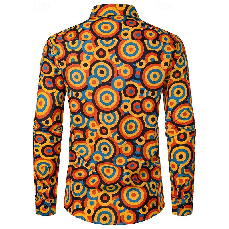 Retro Vintage 1970s Shirt Disco Geometic Psychedelic Fancy Dress Men's Halloween Carnival Music Festival Pride Parade Pride Month Adults' Shirt4