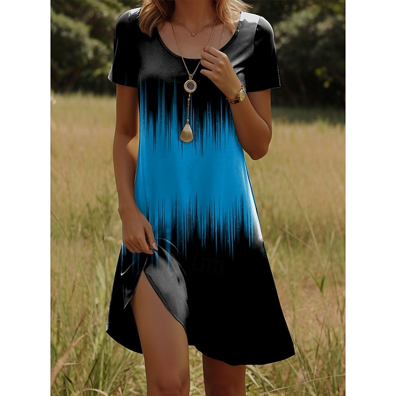 Women's Mini Dress Casual Dress T Shirt Dress Tee Dress Sundress Shift Dress Vacation Casual Boho Party Beach Form Fit Ombre Graphic Short Sleeve Crew Neck White Red Blue Orange Summer Spring4