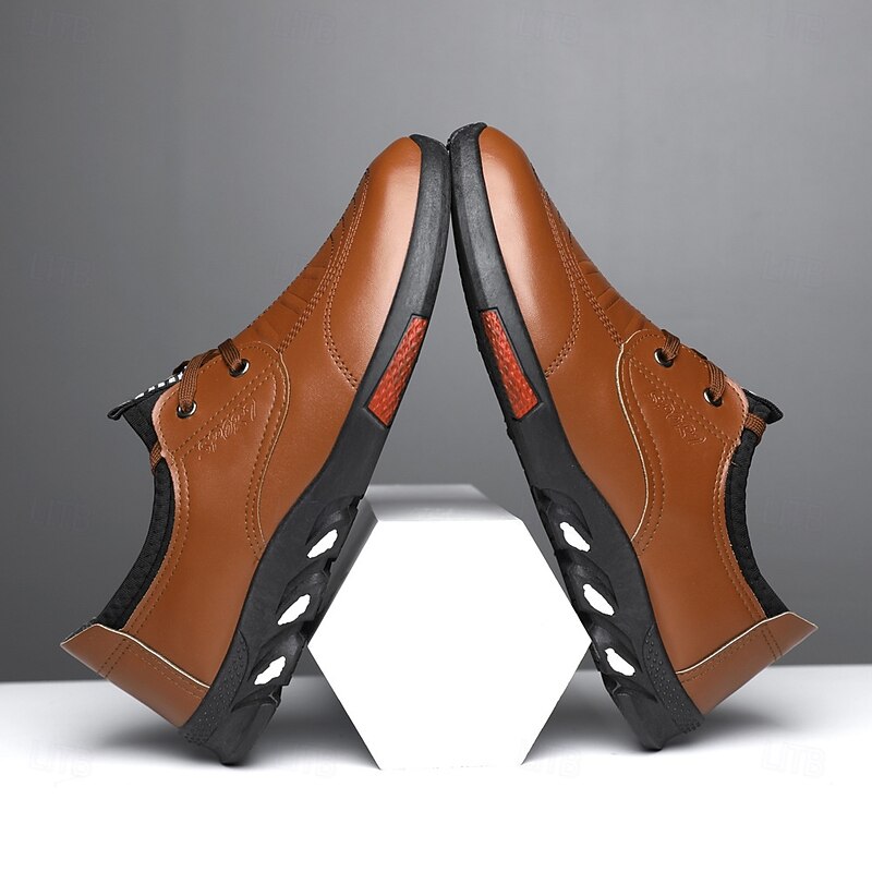 Men's Outdoor Casual Shoes – Lightweight Slip-On Faux Leather Walking Shoes for Hiking, Travel and Casual Wear4