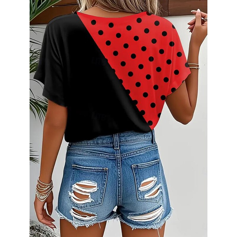 Women's T Shirt Ombre Graphic Fashion Hawaiian Casual Short Sleeve Long Sleeve V Neck Regular Tops Daily Going out Weekend Print Red Summer Spring2