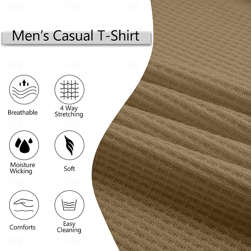 Men's T Shirt Waffle Knit Tee Quarter Zip Tee Tee Top Short Sleeves Quarter Zip Summer Patchwork Fashion Designer Basic Zip Up Vacation Street Casual Navy Blue khaki Grey Top Tee for Men3