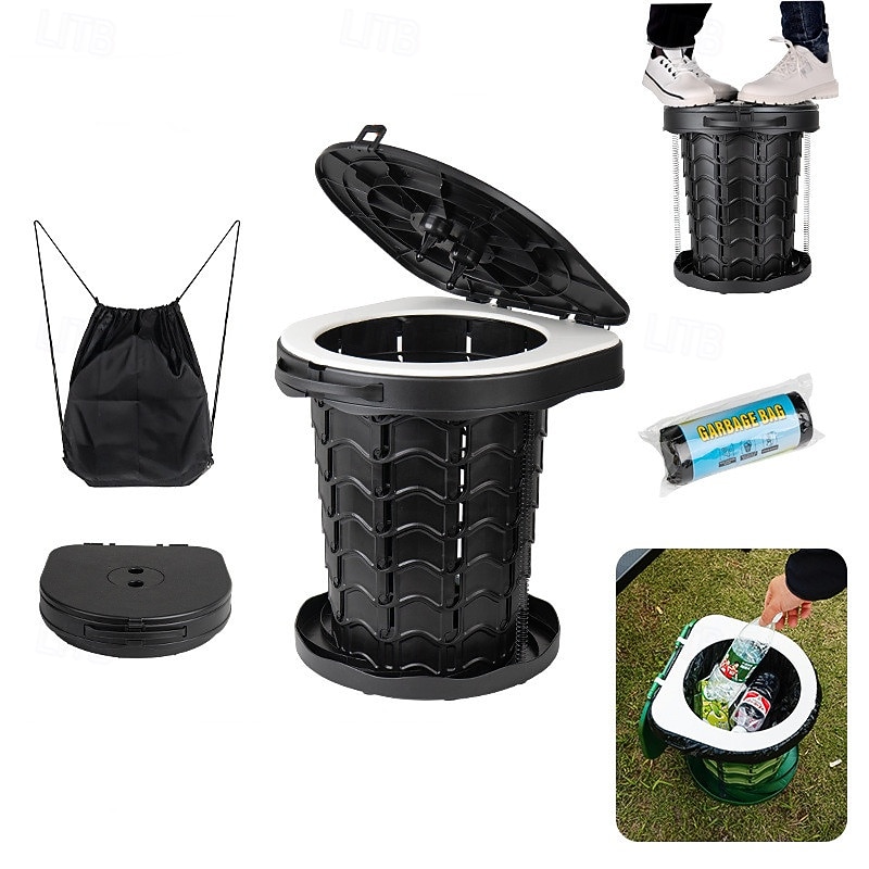 Retractable Portable Toilet Camping Toilet - Adjustable Height Camping Toilet Portable Potty for Camping Car Travel Boat Beach Tent and Emergency Use