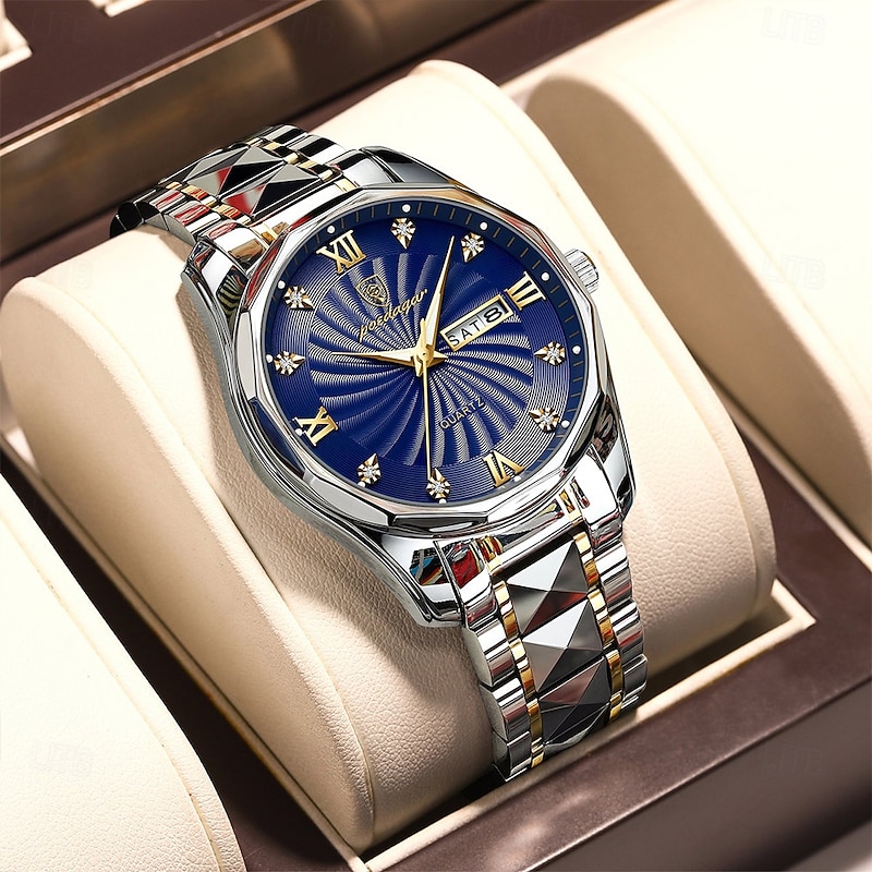 Junxiang 818P Men's Quartz Watch – Waterproof  Luminous Dial, Date and Week Calendar, Business Casual Style2