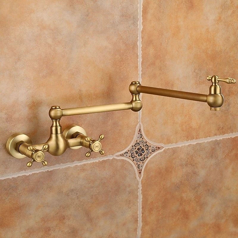 Kitchen faucet - Single Handle Two Holes Electroplated Pot Filler Centerset Retro Vintage Kitchen Taps3