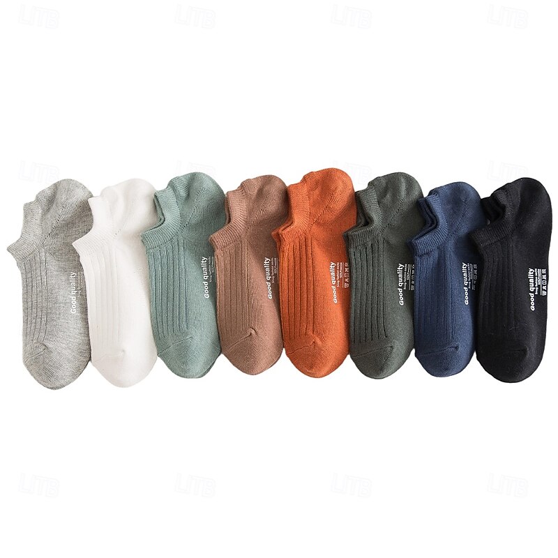 Men 1 Pair Socks No Show & Liner Socks Black White Color Plain School Formal Outdoor Medium Summer Spring Fall Daily Casual