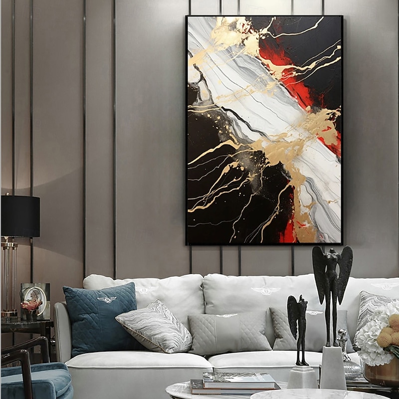 Handmade Oil Painting Canvas Wall Art Decoration Simple Abstract Gold for Home Decor Stretched Frame Hanging Painting/Rolled Frameless Unstretched Painting