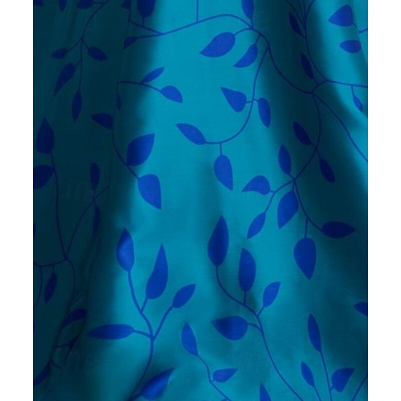 A-Line Evening Gown Elegant Dress Formal Wedding Floor Length Sleeveless Boat Neck Pocket Satin with Floral Print Wedding Guest Dress3