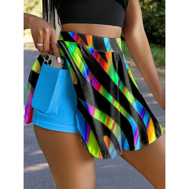 Women's Slim Skirt Fashion Casual Mini High Waist Skirts Graphic Geometric Stretchy Daily Blue Orange Green Summer 95%Polyester 5% Spandex3
