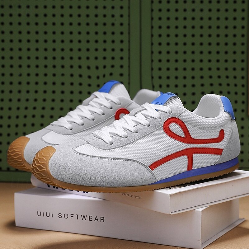 Men's White Sporty Sneakers with Red and Blue Accents - Casual, Lightweight, Ideal for Active Lifestyle and Outdoor Activities2