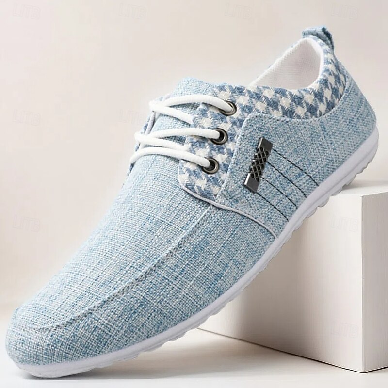 Men's Blue Denim Slip-on Sneakers with Textured Upper - Casual, Comfortable, Ideal for Daily Wear, Travel and Relaxed Settings
