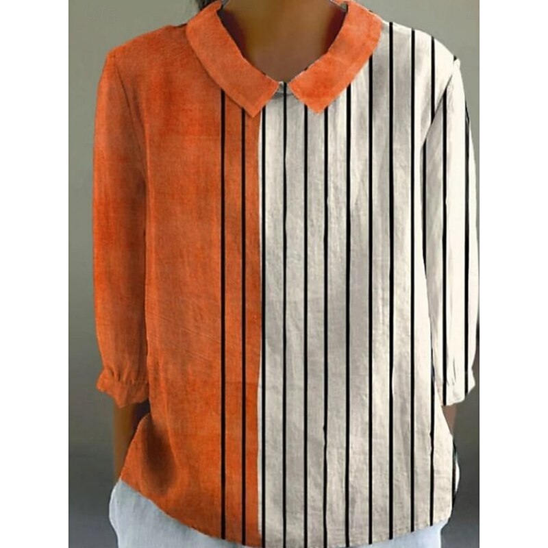 Women's Blouse Long Sleeve Peter Pan Collar Casual Floral Graphic Stylish Collar Regular Tops Daily Buttons Print Black White Blue Orange Brown Summer Spring4