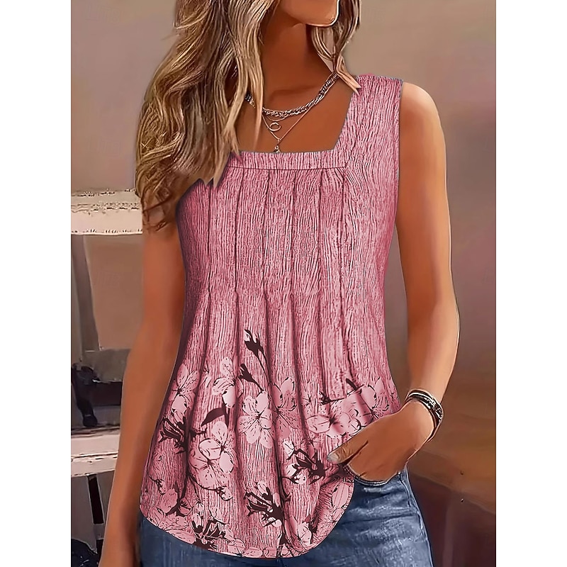 Women's Camisole Tank Top Floral Graphic Vintage Stylish Casual Sleeveless U Neck Regular Tops Daily Print Pink Purple Green Gray Summer4