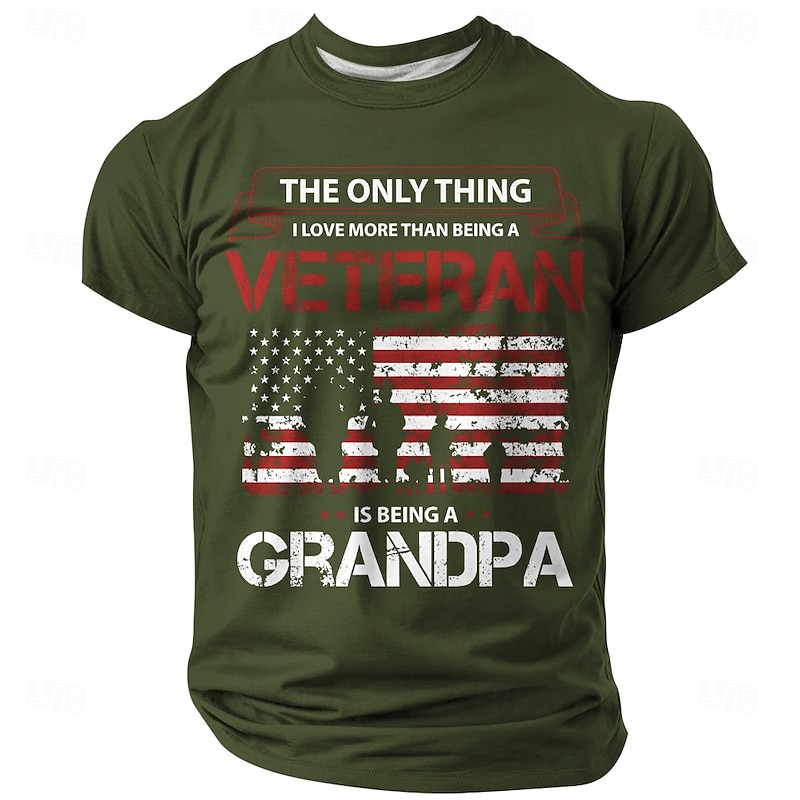 Men's Veterans Father T Shirt Short Sleeve T shirt 3D Print Crew Neck Shirt Fashion Daily Basic Street Casual Daily Black Blue Green Summer Spring All Seasons Clothing Apparel S M L XL XXL XXXL3