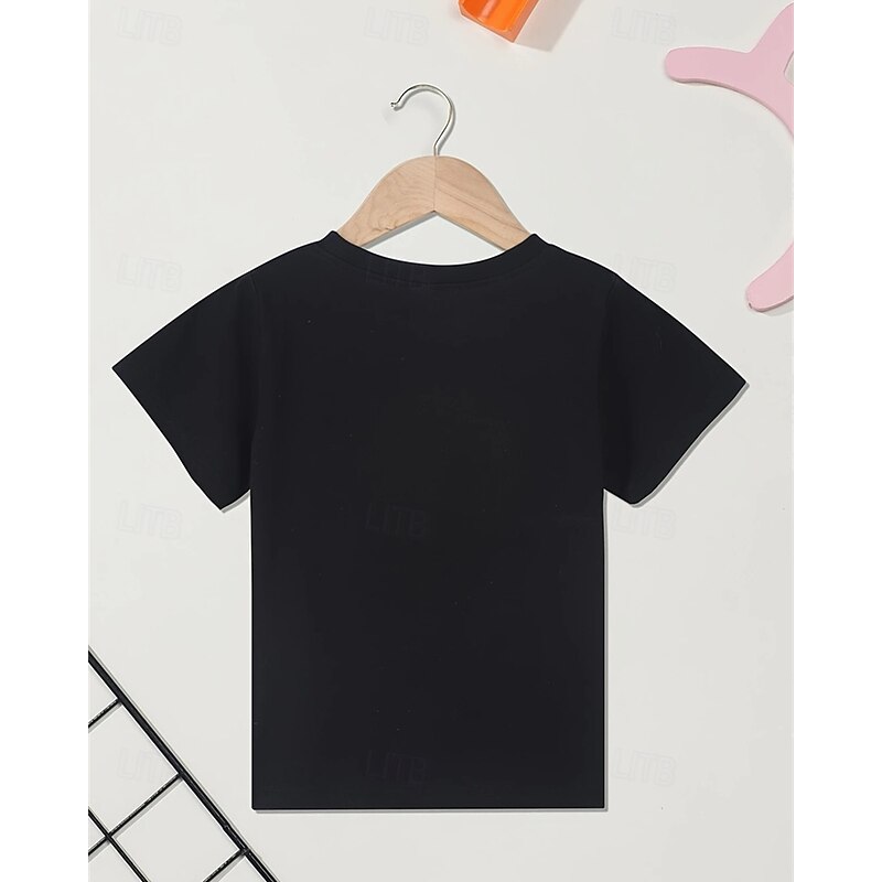 100% Cotton Kids Girls' Black Unicorn Letters T shirt Tee Crew Neck Short Sleeve Outdoor Vacation Daily Classic Casual Print Summer3