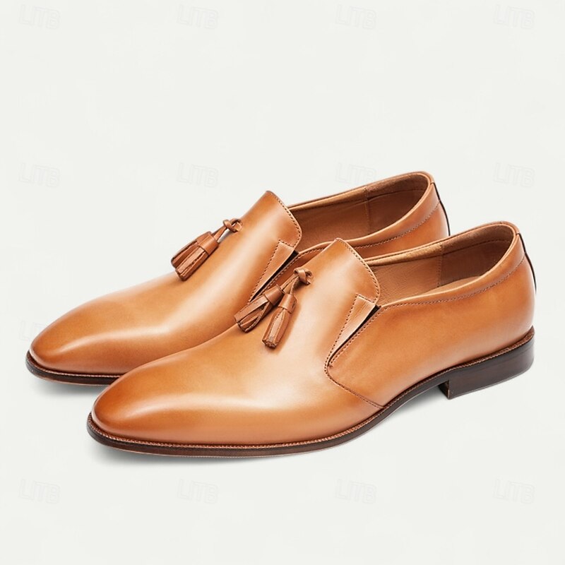 Men's Tan Leather Loafers with Tassel Detail – Stylish and Comfortable Footwear for Weddings, Office Meetings and Evening Events2
