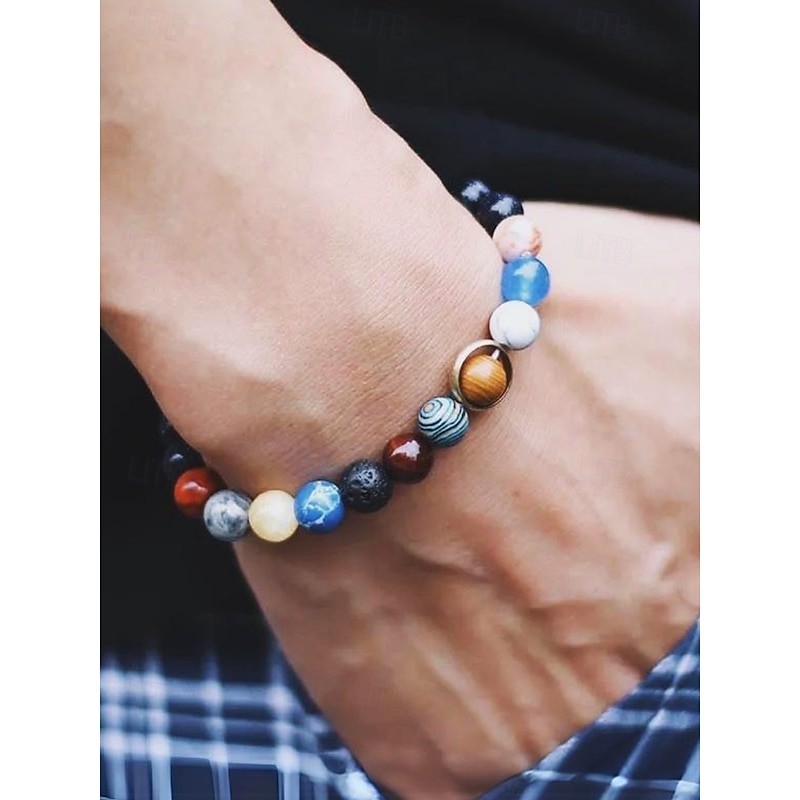 Men's Solar System Bracelet – Beaded Lava Stone and Gemstone Bracelet with Planets Design, Unique and Meaningful Fashion Accessory, Ideal Father's Day Gift for Science and Astronomy Enthusiasts2