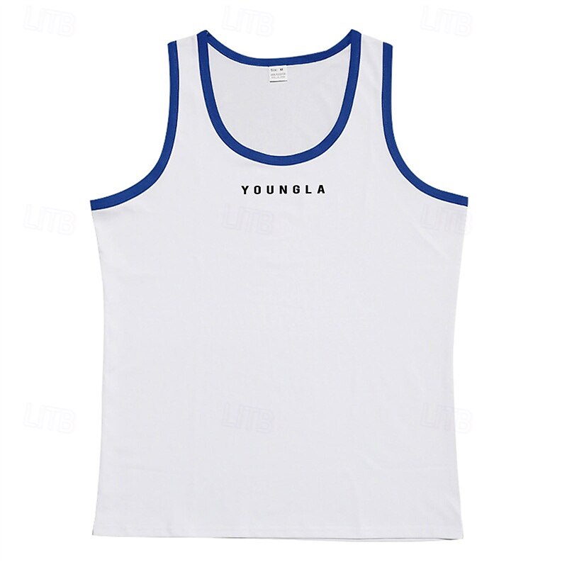 Men's Tank Top Vest Top Undershirt Sleeveless Shirt Sleeveless Crew Neck Summer Letter Fashion Designer Basic Patchwork Vacation Street Going out Black White Red Top Tee for Men2