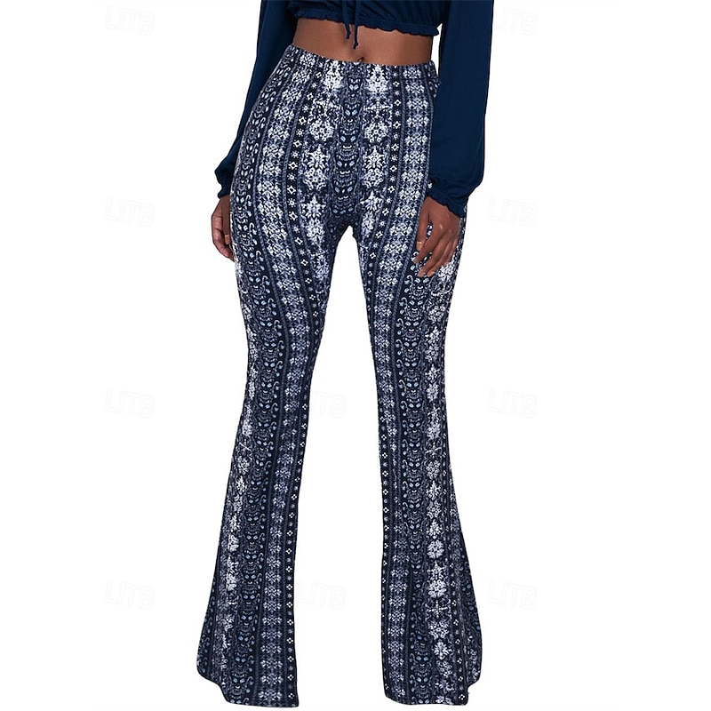 Retro Vintage Boho 1970s Bell Bottoms Pants Flare Leggings Flared Trousers Disco High Waist Tribal Fancy Dress Women's Halloween Carnival Vacation Music Festival Festival Adults' Pants2