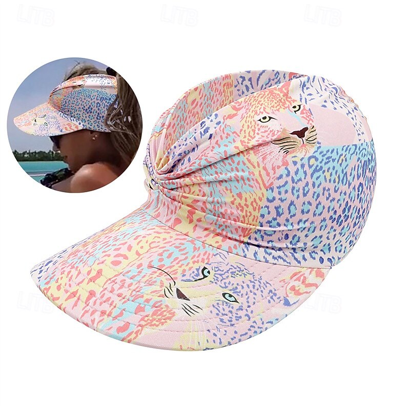 Tennis Sport Visor Sun Visor Women's Graphic Adjustable Breathable Moisture Wicking for Tennis Baseball Running Summer Dark Pink Pink Khaki3