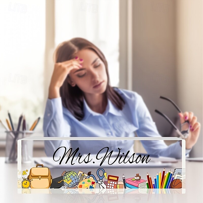 Personalized Acrylic Student Name Plaque, Custom Desk Name Plate for Kids, Classroom Decor and Gift for Halloween, Thanksgiving, Easter, Anniversary2