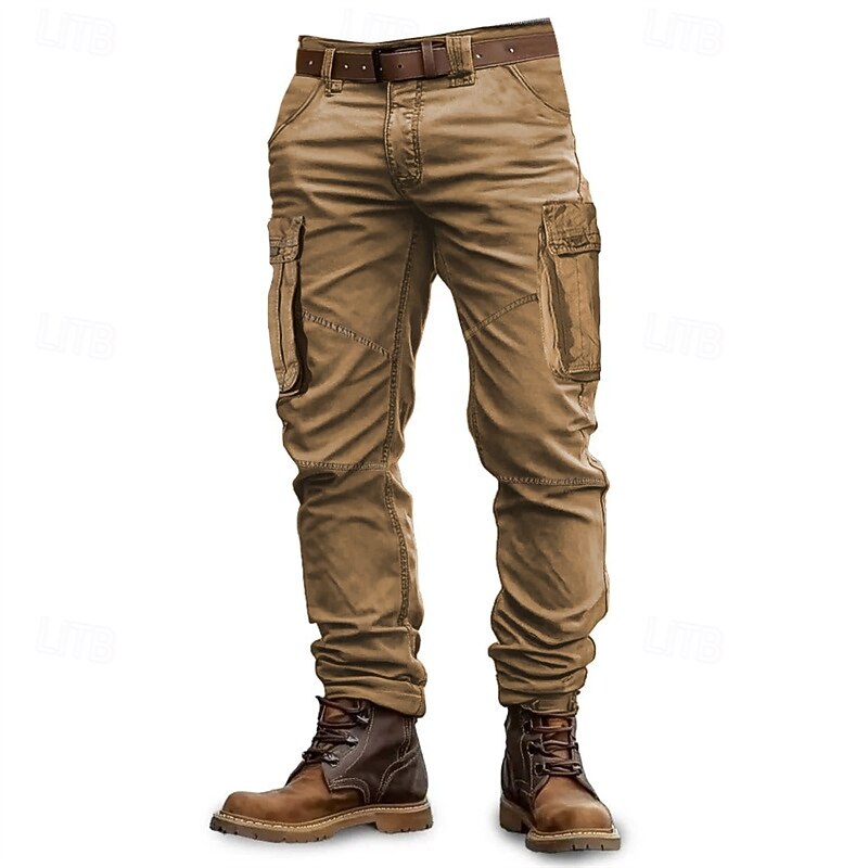 Men's Cargo Pants Tactical Pants Trousers Hiking Pants Buttons Multi Pocket Plain Wearable Outdoor Camping & Hiking Casual Athleisure Black Army Green