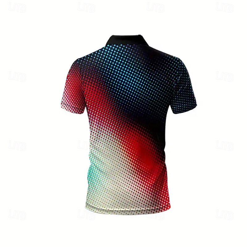 Men's Geometric Gradient Polo Short Sleeve Polo Shirts Collared Shirts Casual Outdoor Street Daily Wear 3D Print Summer Red2