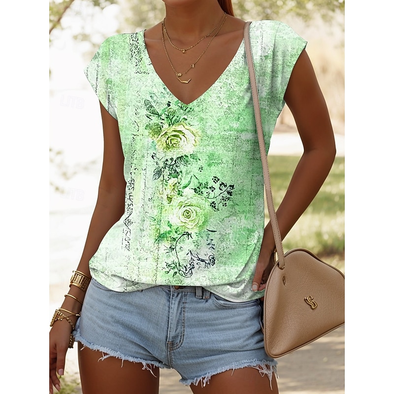 Women's Camisole Tank Top Floral Graphic Vintage Casual Sleeveless V Neck Regular Tops Daily Print Pink Red Blue Purple Green Summer Spring4