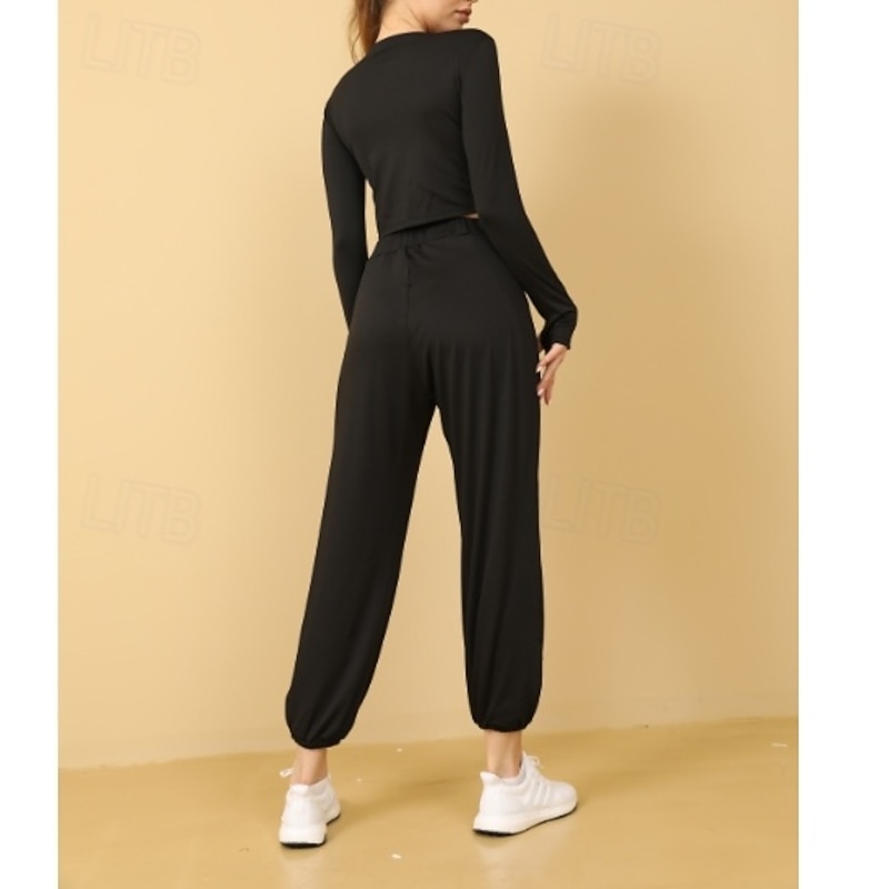 Women's EU / US Size Baggy Pants Cozy Leggings Casual Daily Buddha Pants Full Length Mid Waist Solid Colored Split Comfortable Breathable Micro-elastic Yoga Daily Wear Pinky Black 4# sky blue Dark2