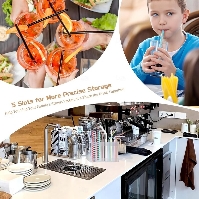 Large Acrylic Straw Holder for Cabinet Door - Reusable Tumbler Straw Organizer Storage, Small Kitchen Accessories Container, Ultra Sticky Cupboard Door Mounted2