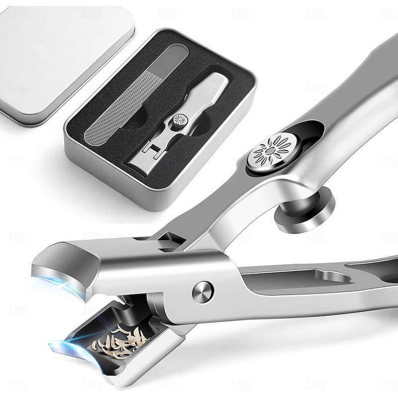 German Nail Clippers for Men with Catcher, Heavy Duty Toe Nail Clippers for Thick Nails Seniors, Portable Ultra Sharp Fingernail Clippers with Wide Mouth, Anti Splash Stainless Steel Nail Cutters