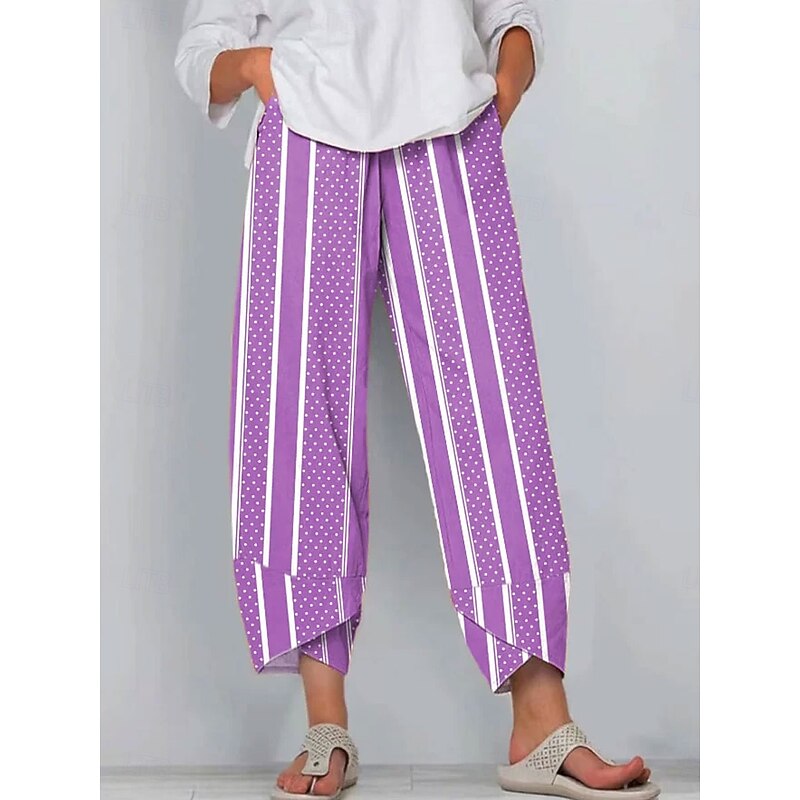 Women's Chinos Baggy Pants Beach Shorts Vacation Vintage Ethnic Style Ankle-Length High Waist Graphic Polka Dot Striped Drawstring Patchwork Wide Leg Thermal Warm Soft Breathable Micro-elastic Formal4