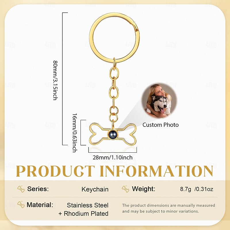 Personalized Projection Dog Photo Keychain,Custom Memorial Gift Keychain, Pet Memorial Gift, Sympathy Gift for Loss of Dog, Custom Keepsake for Birthday, Christmas, Father's Day, Mother's Day3