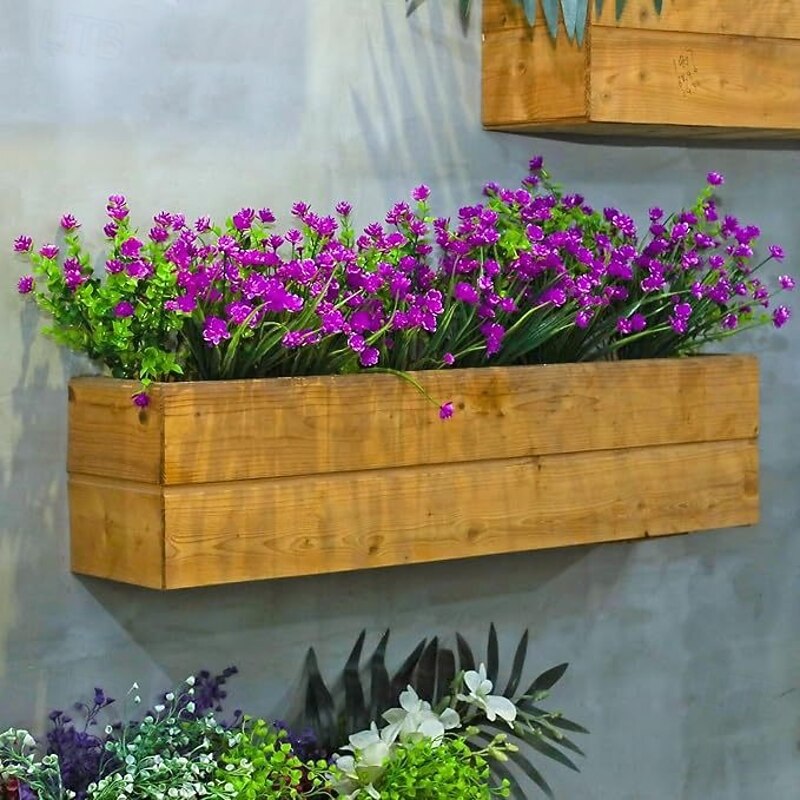 12 Bundles Artificial Flowers for Outdoors, Faux Eucalyptus, Spring Grass, Camellia, and Plastic Willow Leaves, UV Resistant Fake Greenery for Garden, Home, Office, and Decoration3