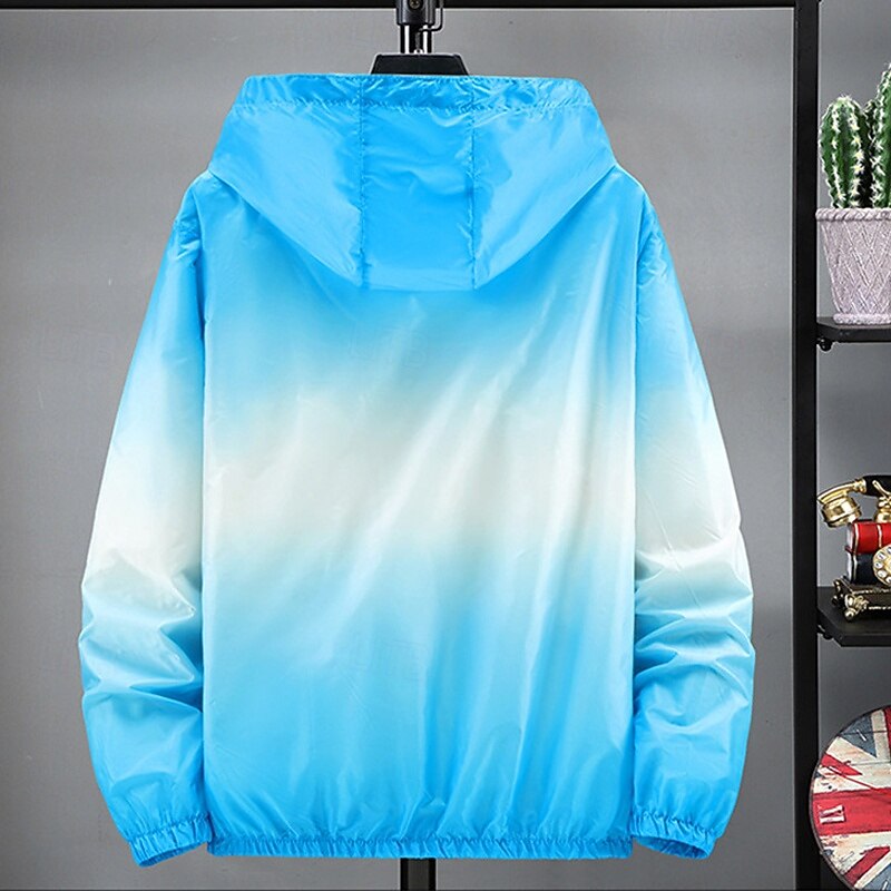 Men's Lightweight Jacket Outdoor Jacket Summer Jacket Vacation Daily Sunscreen Quick Dry Pocket Summer Spring Gradual Fashion Classic Hooded Regular Yellow Pink Blue Orange Jacket2