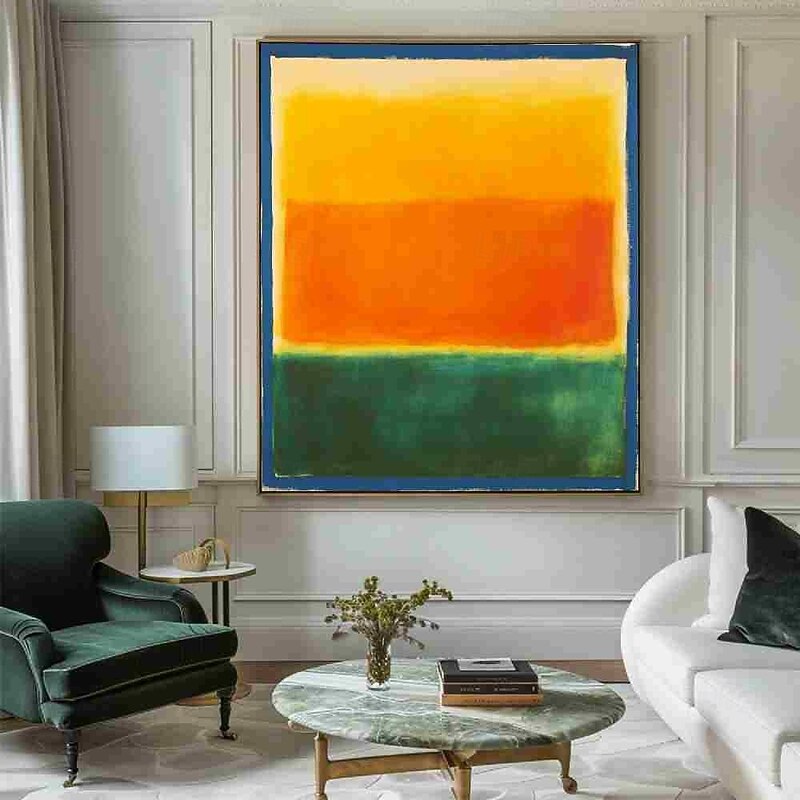 Handmade Hand Painted abstract  Oil Painting Wall Modern Abstract Yellow and Green  Canvas Painting Home Decoration Decor Rolled Canvas painting3