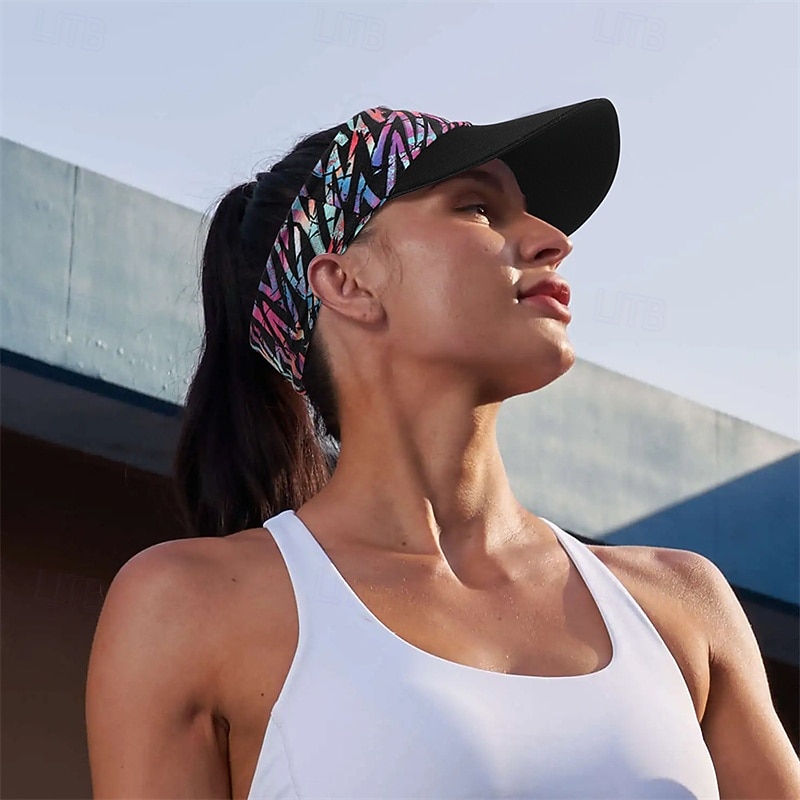 Tennis Sport Visor Sun Visor Women's Graphic Fashion Breathable Quick Dry Stretchy for Tennis Baseball Running Summer Black Multi color Red