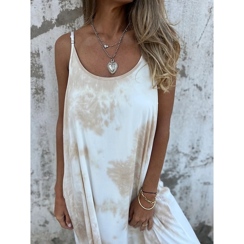 Women's Long Dress Maxi Dress Casual Dress Summer Dress Slip Dress Fashion Modern Daily Beach Weekend Regular Fit Tie Dye Sleeveless Spaghetti Strap Pink Navy Blue Apricot Summer4