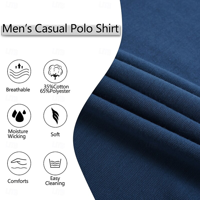 Men's Zip Polo Golf Shirt Vacation Casual Lapel Quarter Zip Short Sleeve Fashion Modern Solid Color Zipper Summer Spring All Seasons Regular Fit White Burgundy Navy Blue Zip Polo4