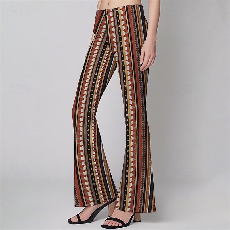Retro Vintage Boho 1970s Bell Bottoms Pants Flare Leggings Flared Trousers Hippie Disco High Waist Tribal Fancy Dress Women's Halloween Carnival Vacation Music Festival Festival Adults' Pants2