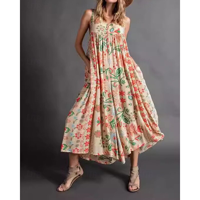 Women's Normal Jumpsuit Streetwear Floral Sleeveless U Neck Print Daily Going out Regular Fit Black Pink Green Summer