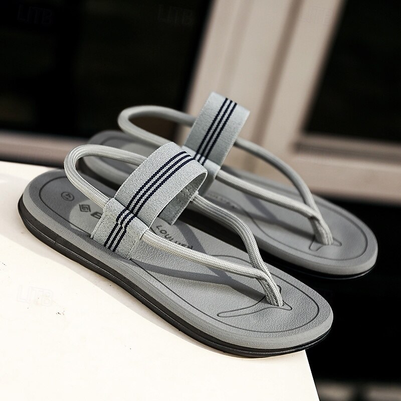 Men's Gray Woven Flip-Flops with Arch Support – Casual Beach Sandals for Poolside, Vacation and Everyday Summer Comfort3