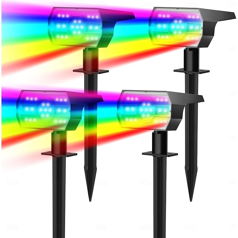 2 Pcs Outdoor Spotlights Solar IP68 Waterproof Floor Plug in Light Courtyard Garden Lawn Path Villa Tree Lighting Spotlight 56/23LED Beads Lawn Light Landscape Light