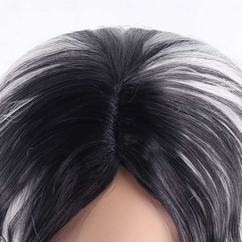 Synthetic Wig Wavy Deep Wave Layered Haircut With Bangs Machine Made Wig 28 inch A1 Synthetic Hair Women's Classic Comfortable Color Gradient White3