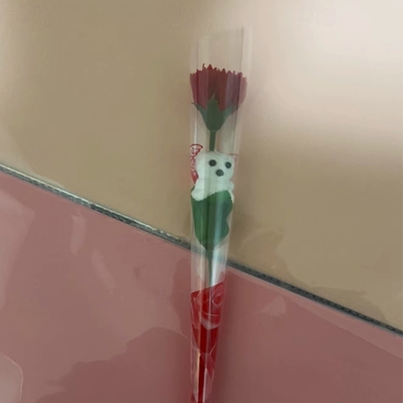 10pcs/5pcs/1pcLove Little Bear Rose Single Gift for Mom's Mother's Day Soap Flower Fragrant Soap Flower Single Carnation Soap Flower Little Bear Flower3