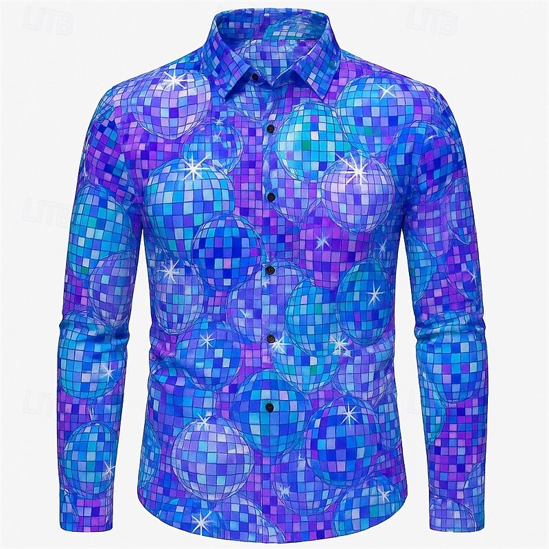 1970s Shirt Disco Psychedelic Fancy Dress Men's Halloween Carnival Pride Parade Pride Month Festival Adults' Shirt2