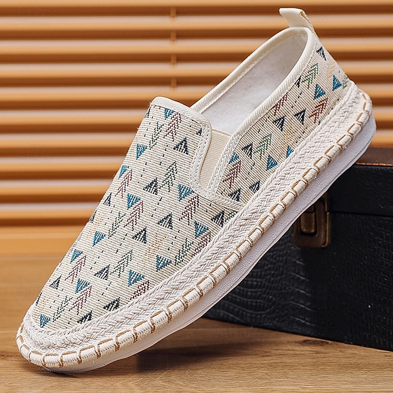Men's Light Blue Slip-On Canvas Shoes with Braided Sole - Casual and Comfortable Footwear for Summer, Beach and Vacation