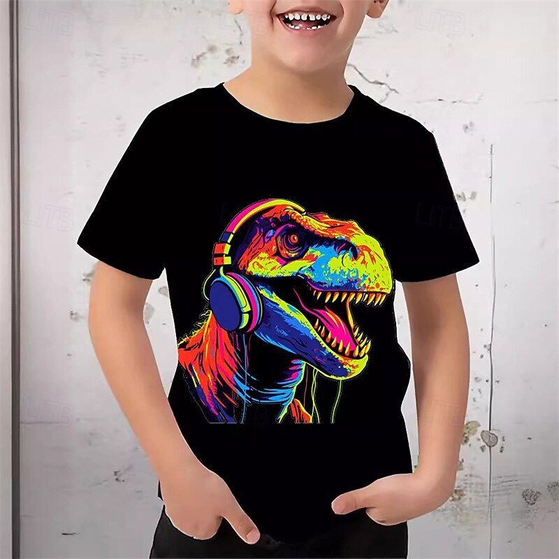 Boys 3D Animal Dinosaur T shirt Tee Short Sleeve Summer Spring Fashion Basic Kids 4-12 Years Crew Neck Outdoor Casual Daily Regular Fit2