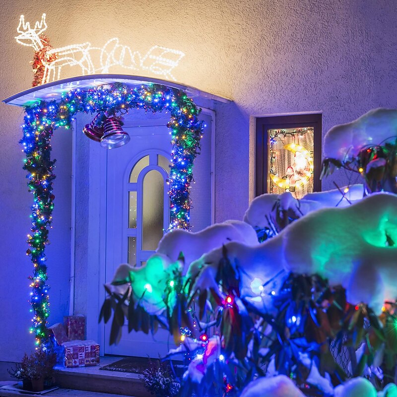 1 Pc Outdoor String Lights Solar Waterproof Light String 12M 39FT 100 LED Beads Courtyard Garden Lawn Villa Fence Balcony Decorative Light Wedding Halloween Christmas Festival Atmosphere Light String3